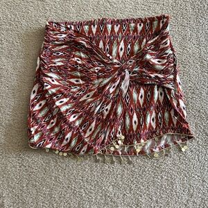 Bohemian Patterned Mini Skirt with Gold Accents